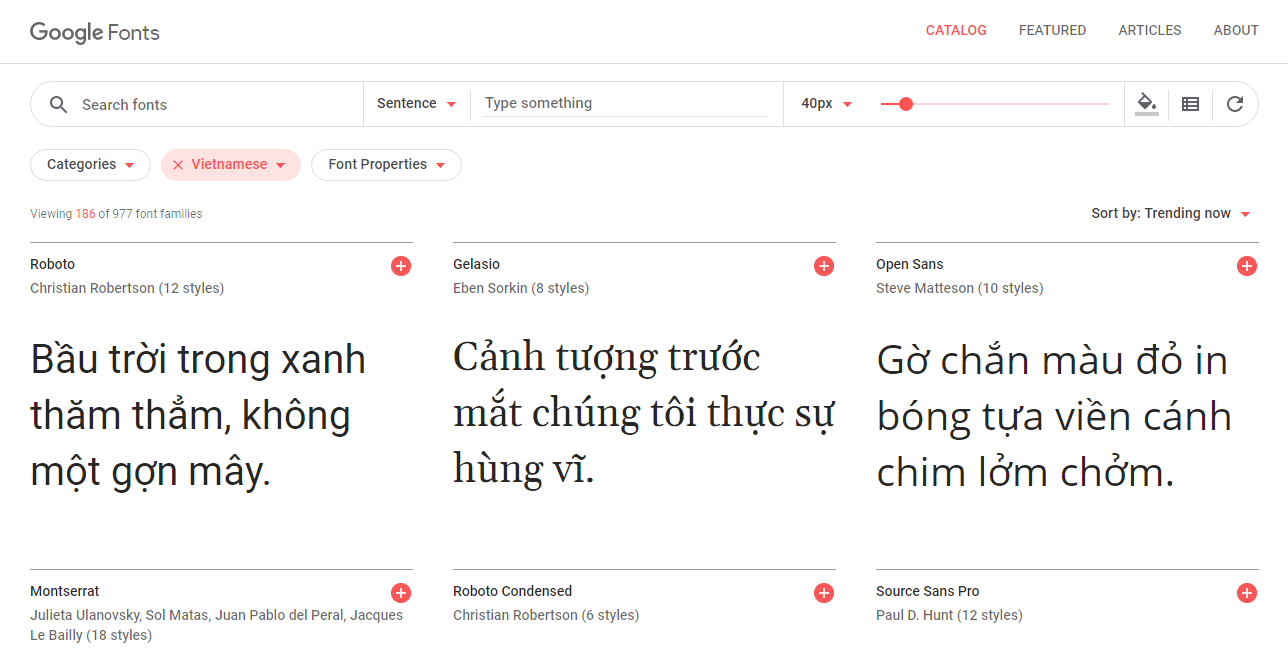 Chọn Google Font