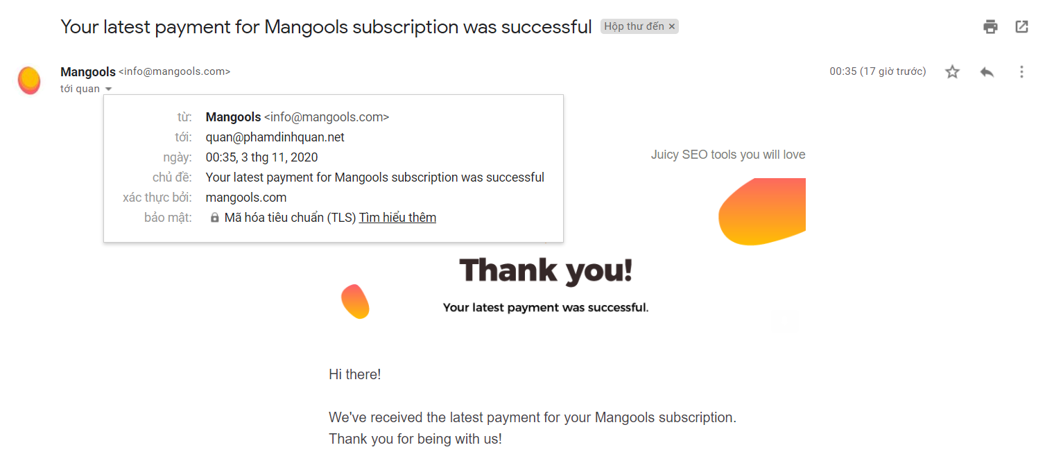 Payment for Mangools