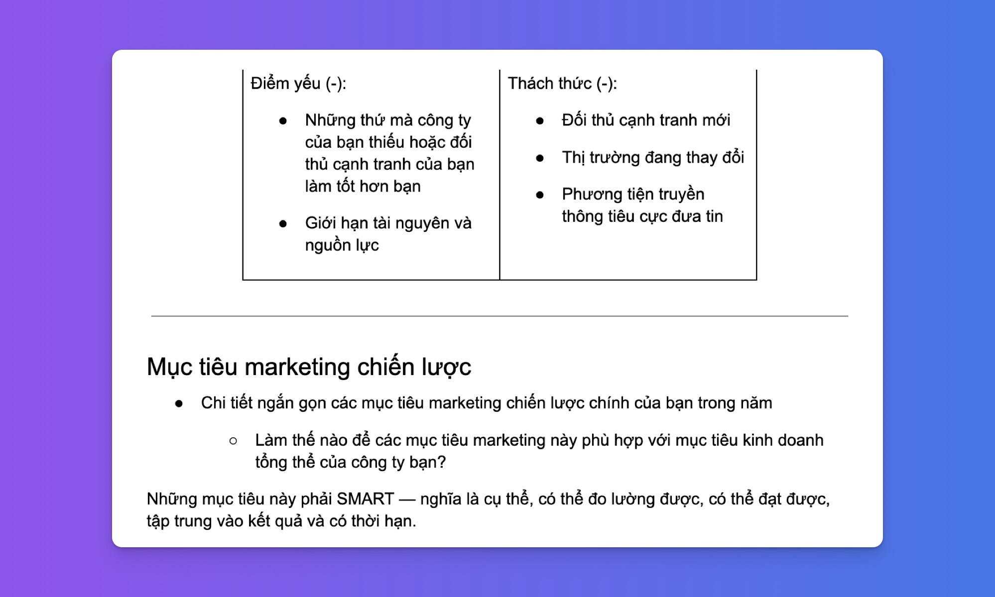 Strategic Marketing Plan Template