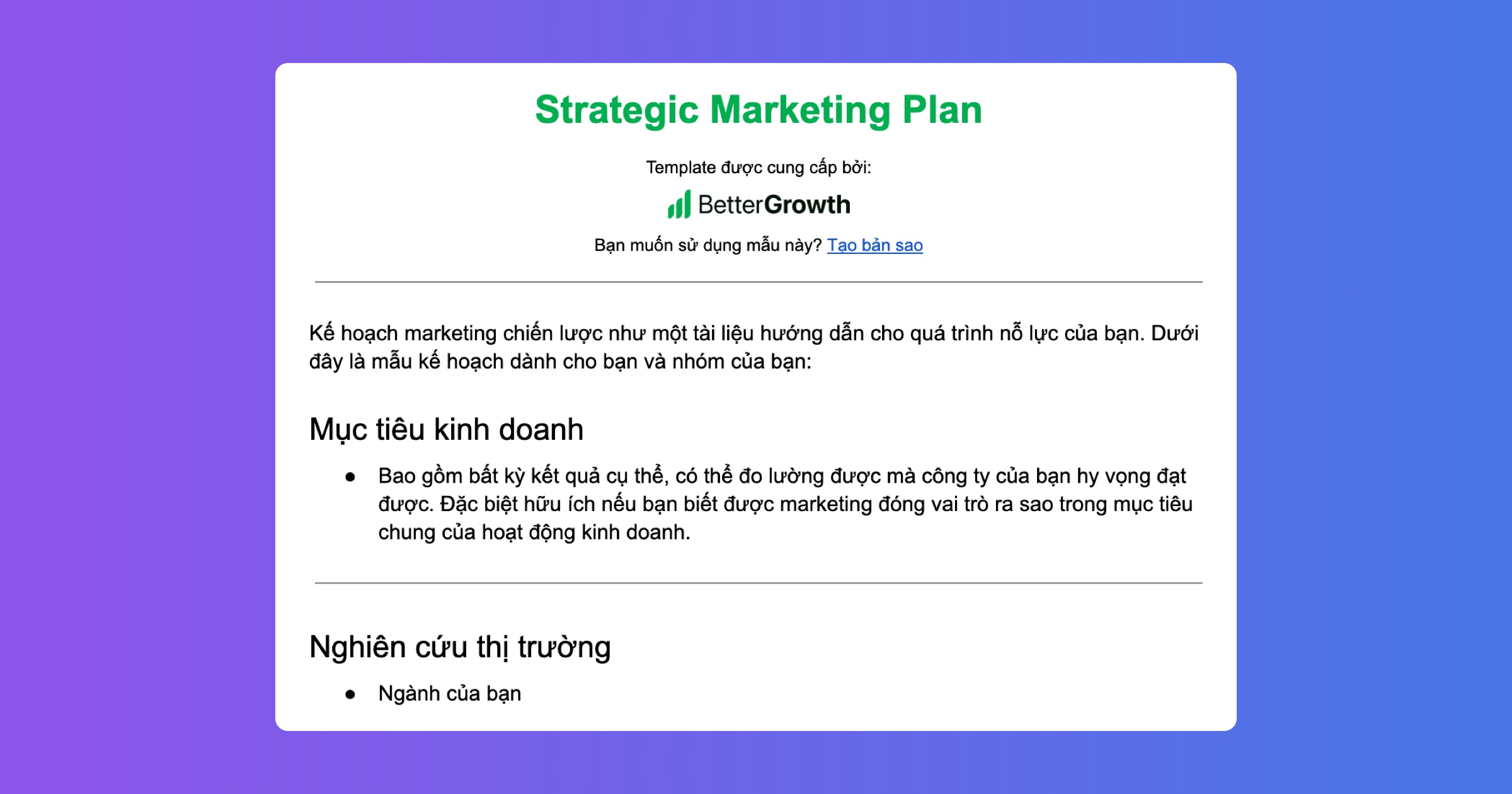 Mẫu Kế Hoạch Marketing Chiến Lược