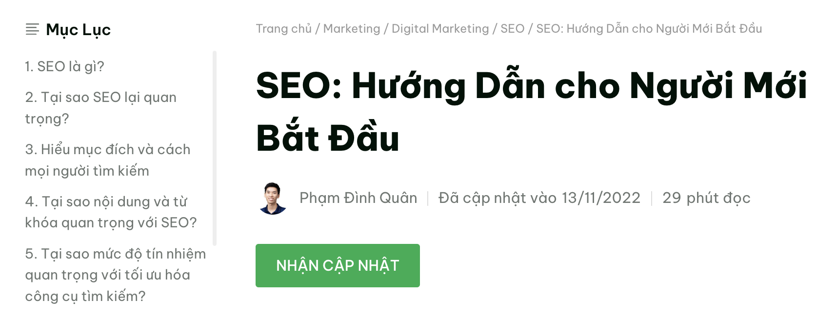 Thu thập email bằng cách kêu gọi nhận cập nhật nội dung