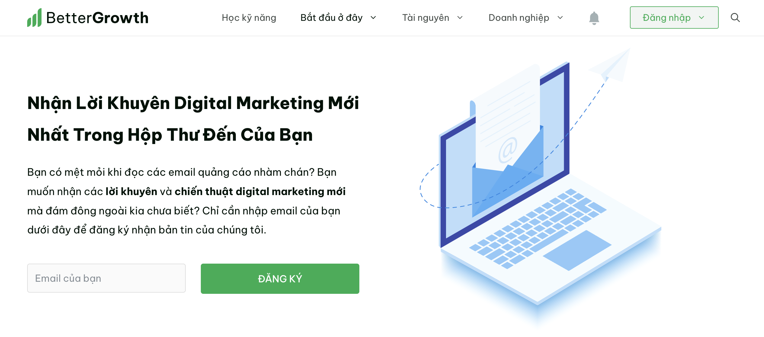 Thu thập email trên trang đăng ký bản tin