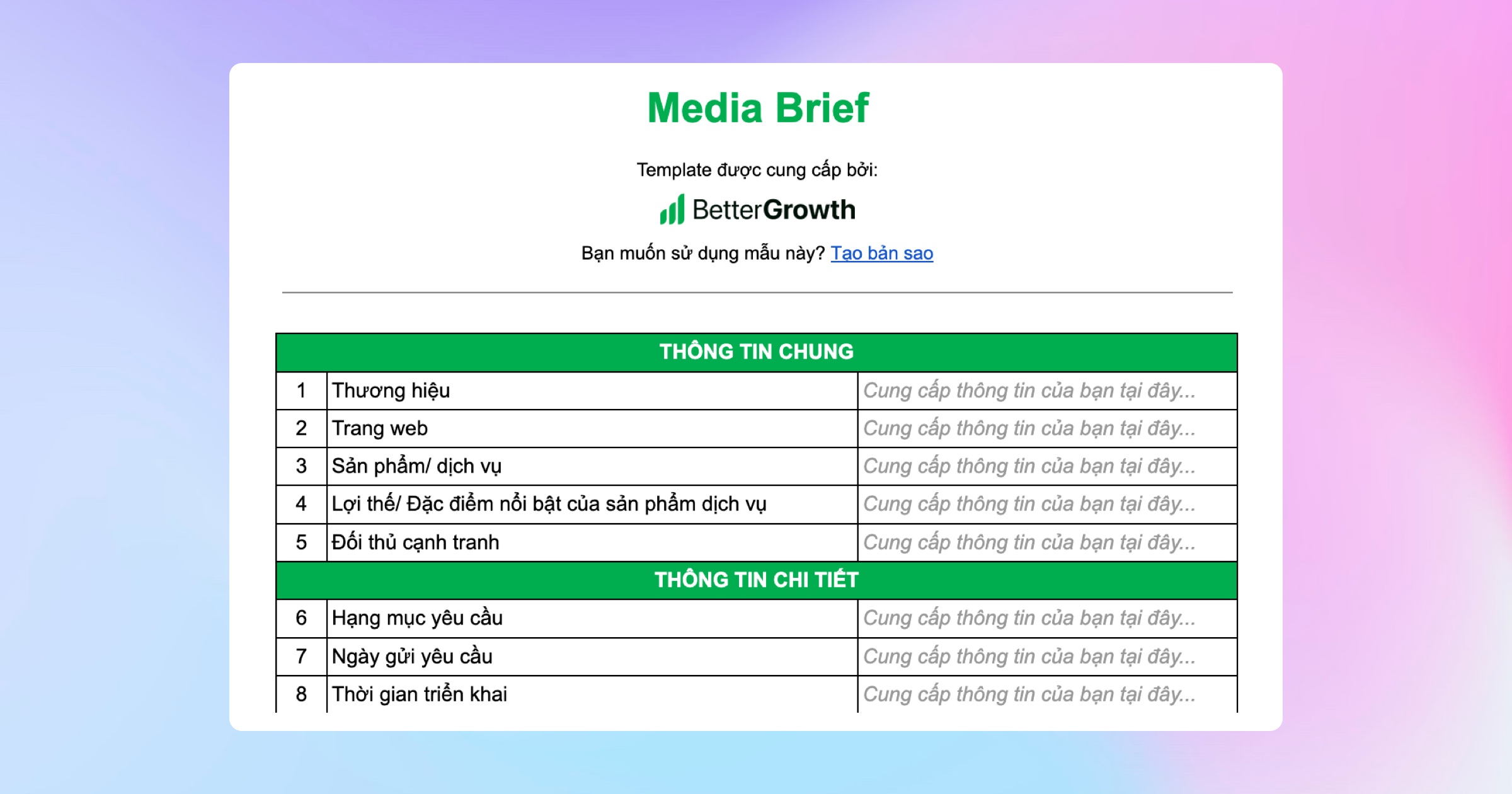 Mẫu Yêu Cầu Quảng Cáo
